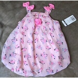 Mini B Girls Outfit Pink Floral Romper  Size 12M New With Tags